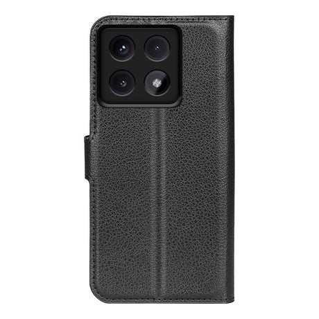 EIDERWOOD Xiaomi 14T Litchi Leather Flip Cover m. Lommebok - Svart