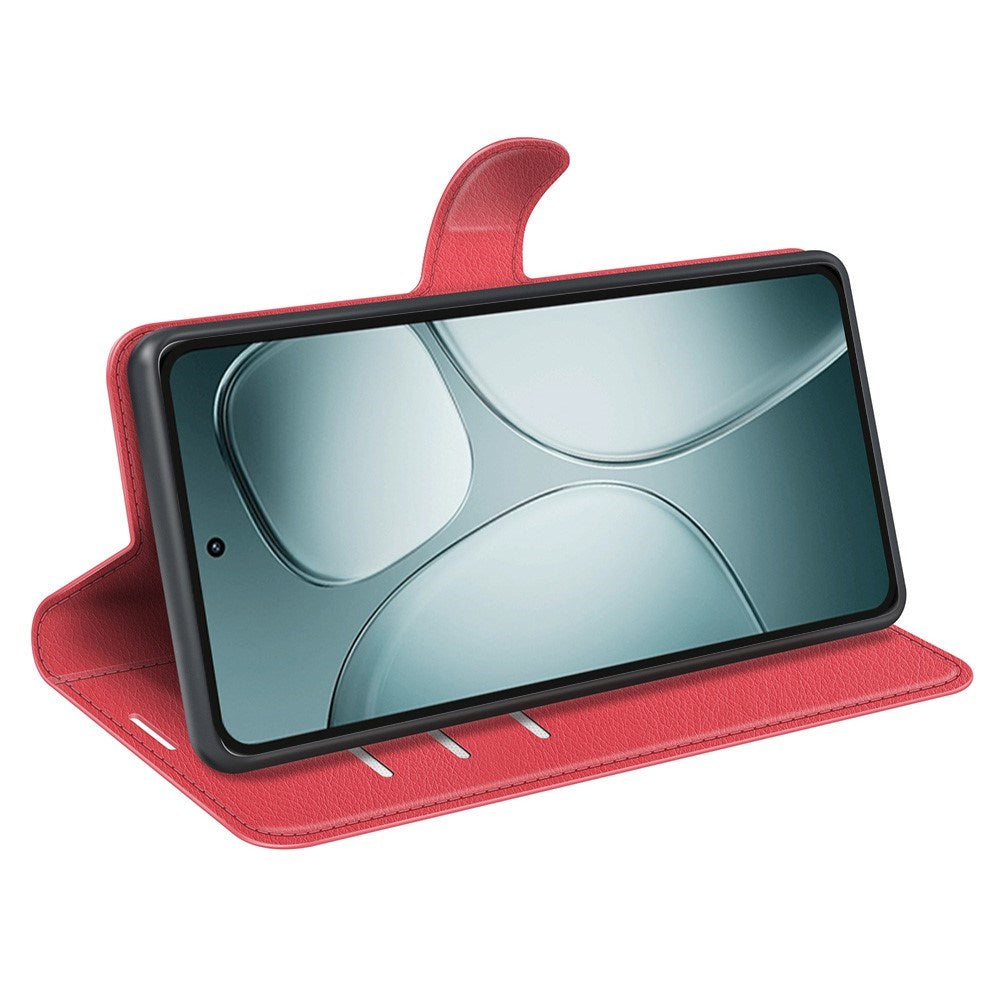 EIDERWOOD Xiaomi 14T Litchi Leather Flip Cover m. Lommebok - Rød