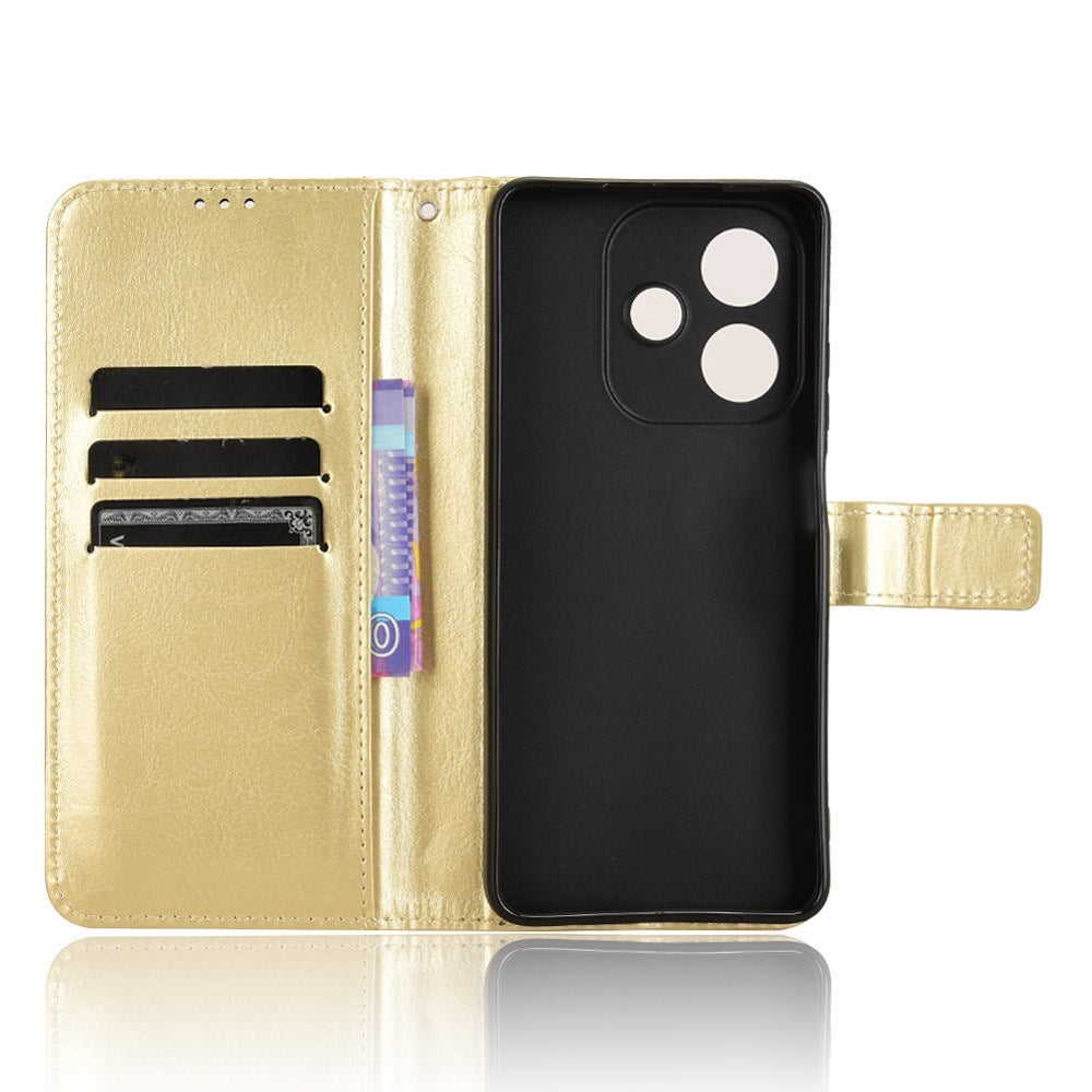EIDERWOOD - Oppo A60 / A40M / A40 - Kunstlæder Flip Cover m. Kortholder og Håndledsrem - Guld
