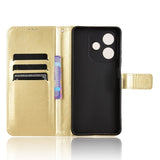 EIDERWOOD - Oppo A60 / A40M / A40 - Kunstlæder Flip Cover m. Kortholder og Håndledsrem - Guld
