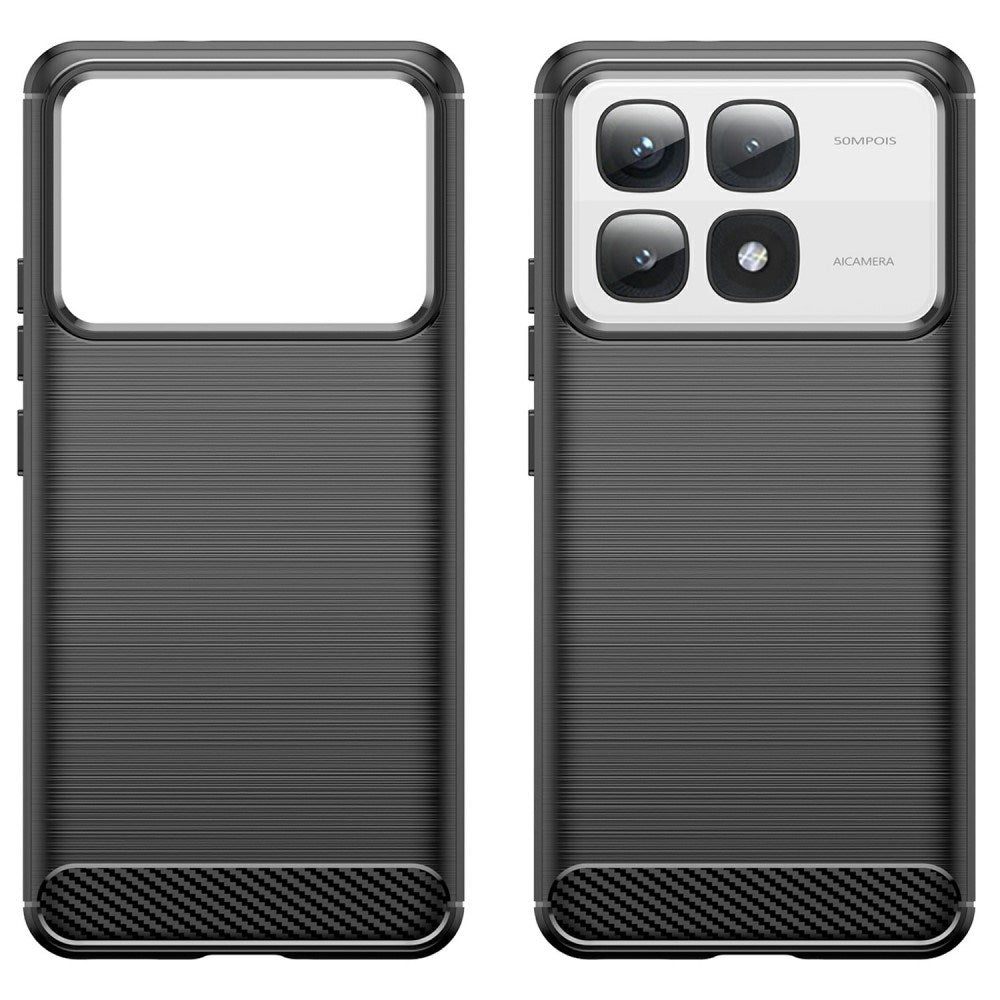 EIDERWOOD Xiaomi 14T Pro børstet karbonfiber fleksibelt plastbakdeksel - svart