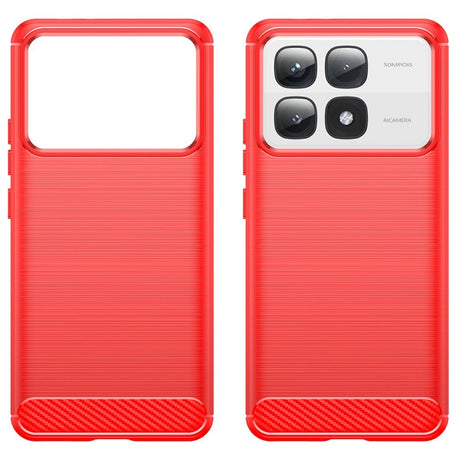 EIDERWOOD Xiaomi 14T Pro børstet karbonfiber fleksibelt plastbakdeksel - rød