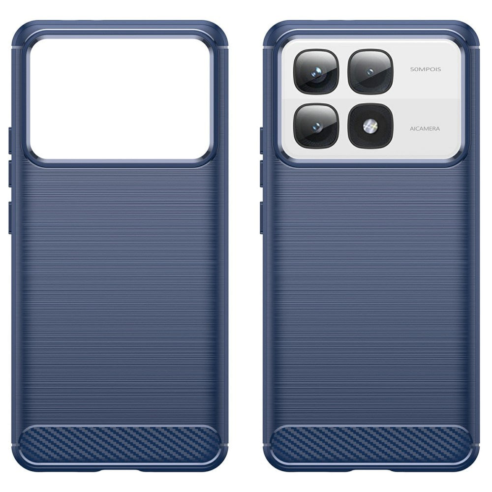 EIDERWOOD Xiaomi 14T Pro børstet karbonfiber fleksibelt plastbakdeksel - blå