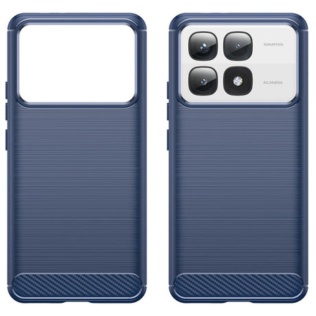 EIDERWOOD Xiaomi 14T Pro børstet karbonfiber fleksibelt plastbakdeksel - blå