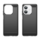 Oppo A60 / A40m / A40 - EIDERWOOD Brushed Carbon Fiber Fleksibelt Plastik Cover - Sort