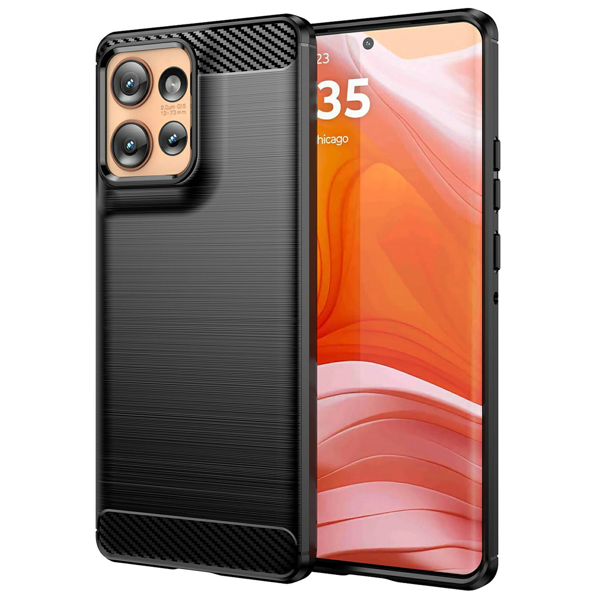 EIDERWOOD Motorola Edge 50 Cover m. Carbon Fiber Texture - Sort