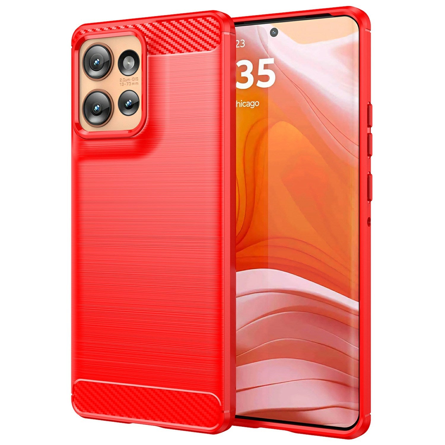 EIDERWOOD Motorola Edge 50 Cover m. Carbon Fiber Texture - Rød