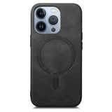iPhone 16 Pro Læderbelagt Plastik Bagside Cover - MagSafe Kompatibel - Sort
