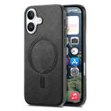 iPhone 16 Skinnbelagt plastbakdeksel - MagSafe-kompatibel - Svart