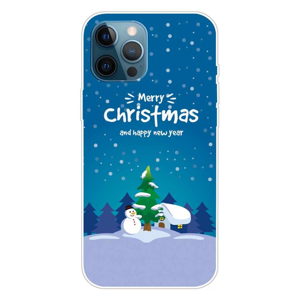 EIDERWOOD iPhone 16 Pro fleksibel plastbakside juledeksel - god jul - snømann og juletre