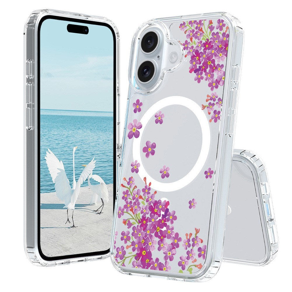 iPhone 16 - EIDERWOOD Hybrid Plastik Cover - MagSafe Kompatibel - Lilla Blomster