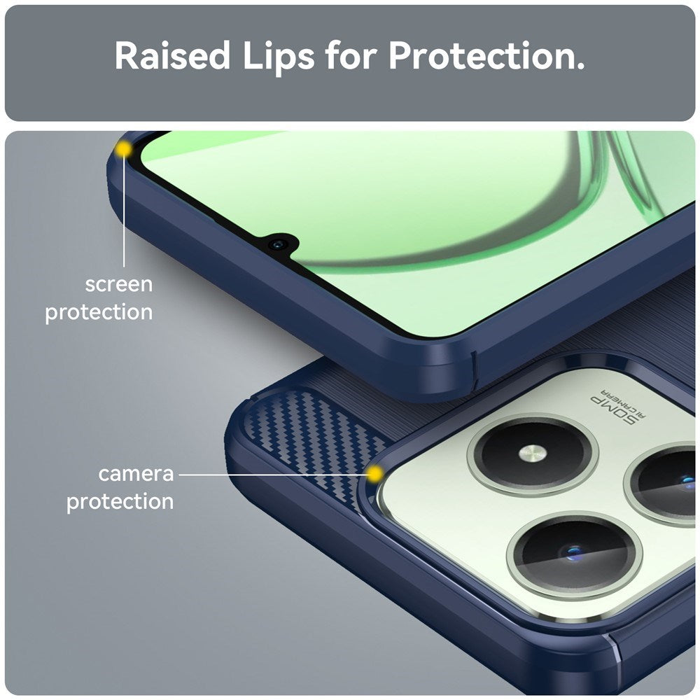 EIDERWOOD Realme Note 60x (4G) / C63 (4G) / C61 (4G) Carbon Fiber Mobil Cover - Blå