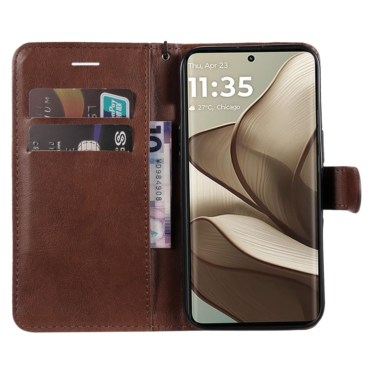 Motorola Edge 50 Wallet Flip Læder Cover m. Pung - Mørkebrun