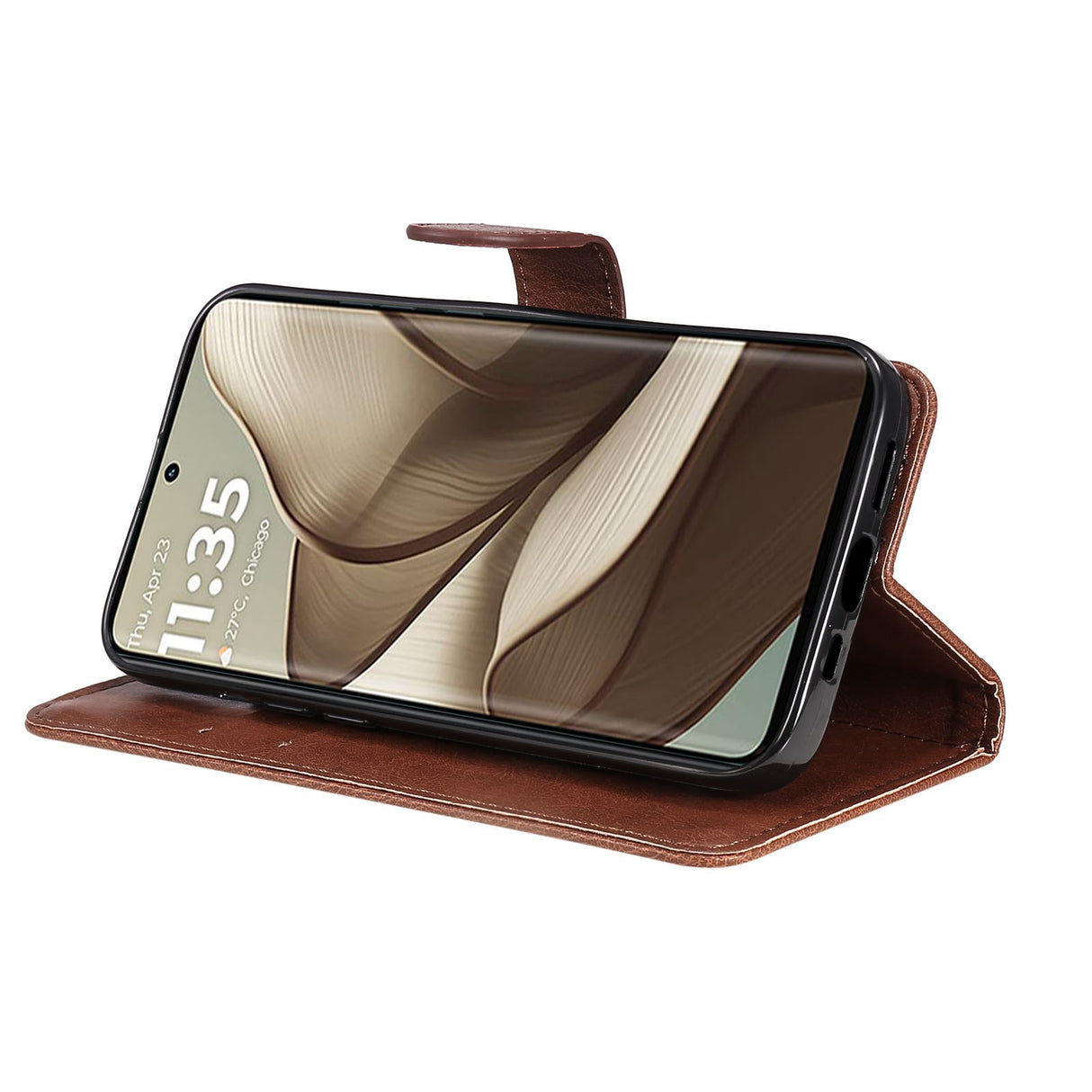 Motorola Edge 50 Wallet Flip Læder Cover m. Pung - Mørkebrun