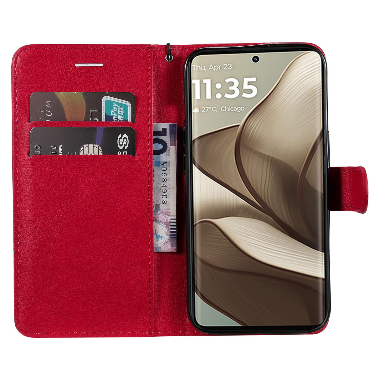 Motorola Edge 50 Wallet Flip Læder Cover m. Pung - Rød