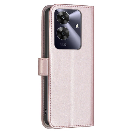 Realme Note 60 / 60x (4G) / C63 (4G) / C61 (4G) Flip-deksel i kunstskinn m. Stativfunksjon og kortholder - Rose Gold