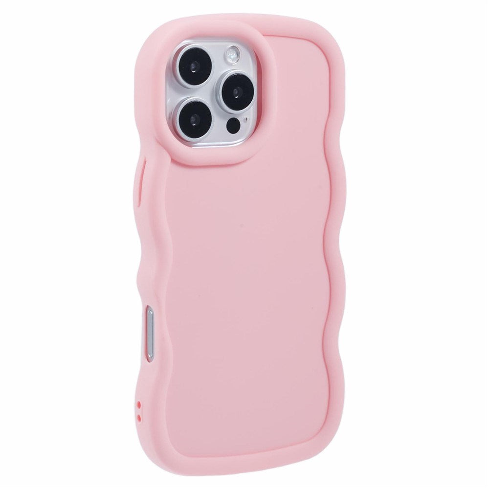 EIDERWOOD iPhone 16 Pro Fleksibelt Plastik Wavy Mobil Cover - Lyserød