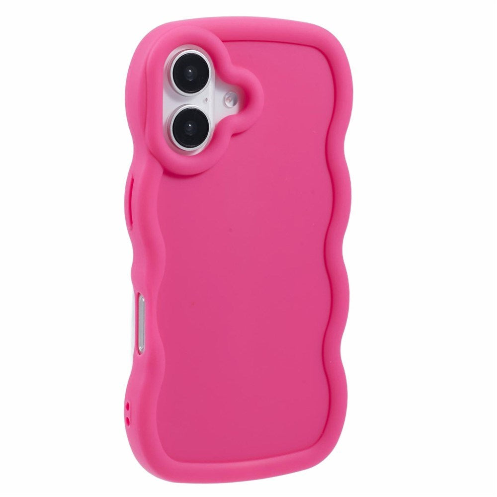 EIDERWOOD iPhone 16 Fleksibelt Plastik Wavy Mobil Cover - Pink