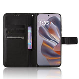 Motorola Edge 50 Neo (5G)/Moto S50 (5G)/ThinkPhone 25 (5G) - EIDERWOOD Vegan Leather Flip Cover m. Diamanttekstur - Svart