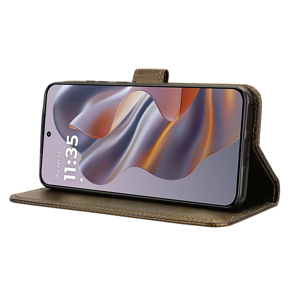 Motorola Edge 50 Neo (5G)/Moto S50 (5G)/ThinkPhone 25 (5G) - EIDERWOOD Vegan Leather Flip Cover m. Diamanttekstur - brun