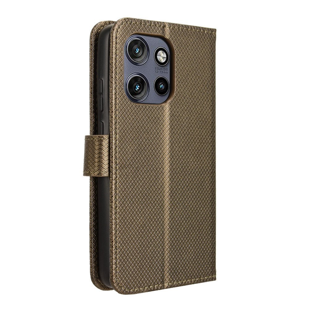 Motorola Edge 50 Neo (5G)/Moto S50 (5G)/ThinkPhone 25 (5G) - EIDERWOOD Vegan Leather Flip Cover m. Diamanttekstur - brun