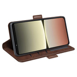 Sony Xperia 5 IV Leather Flip Cover m. Kortholder &amp; Magnetisk Åpne/Lukke funksjon - Mørkebrun