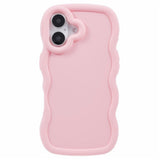 EIDERWOOD iPhone 16 Plus Fleksibelt Plastik Wavy Mobil Cover - Lyserød