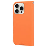 iPhone 16 Pro Kunstlæder Flip Cover m. Figur & Ståfunktion - Orange
