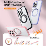 TORRAS - iPhone 16 Pro - Hybrid Plastik Cover m. Roterbar Kickstand Ring - MagSafe Kompatibel - Gennemsigtig / Lilla