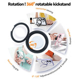 TORRAS - iPhone 16 - Hybrid Plastik Cover m. Roterbar Kickstand Ring - MagSafe Kompatibel - Gennemsigtig / Sort