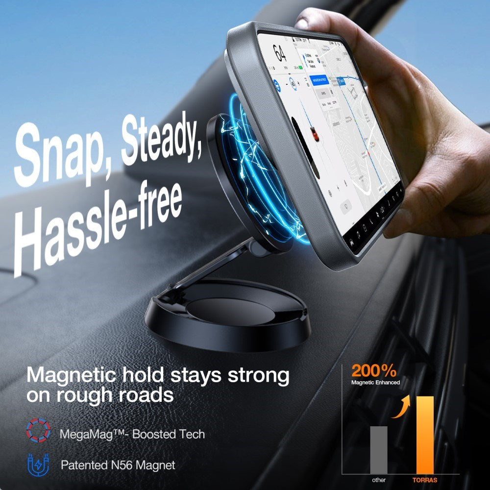 Torras iPhone 16 Pro Hybrid Bakdeksel m. Ståfunksjon - MagSafe-kompatibel - Grå