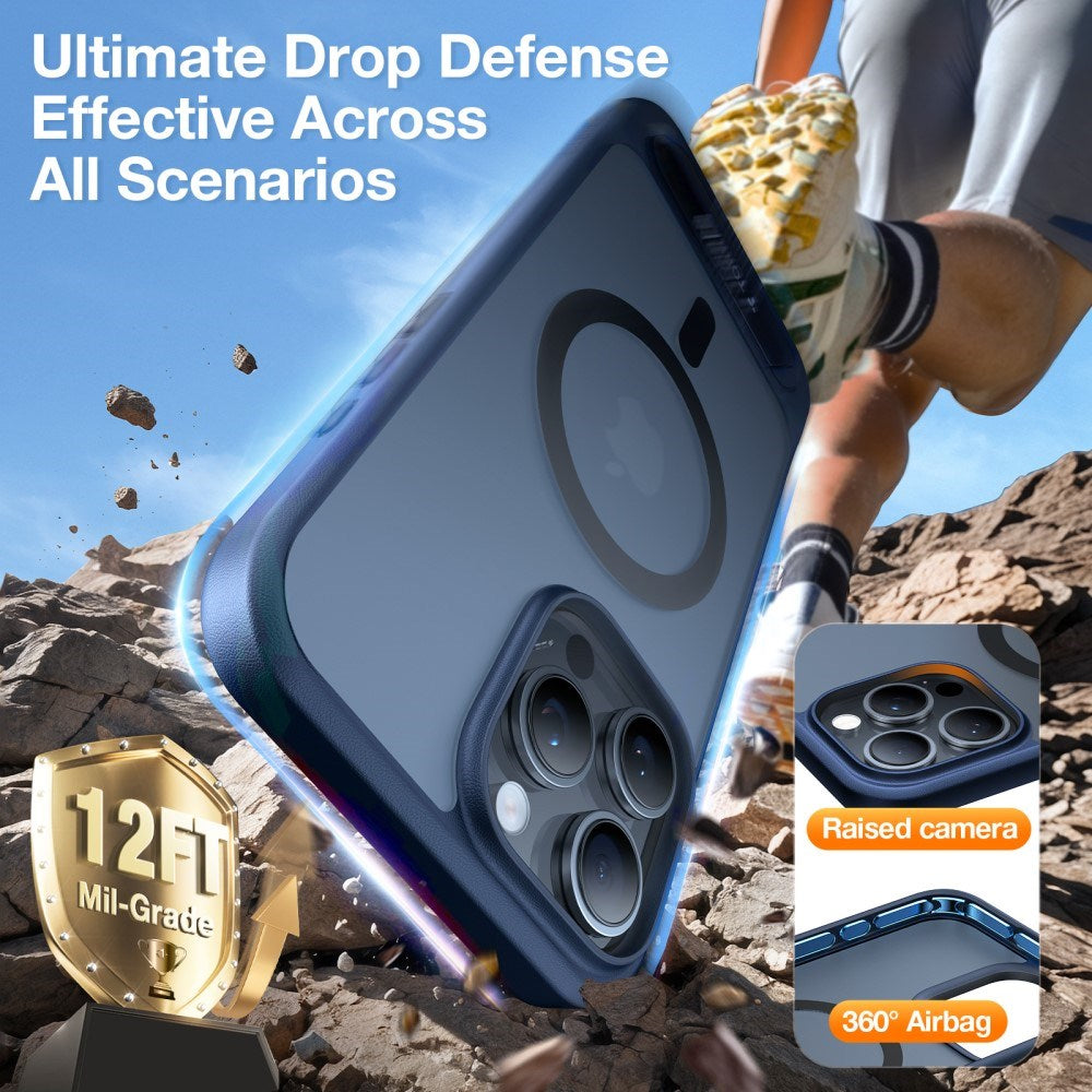 Torras iPhone 16 Pro Hybrid Bakdeksel m. Ståfunksjon - MagSafe-kompatibel - Blå