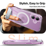 Torras iPhone 16 Hybrid Bakdeksel m. Stativfunksjon - MagSafe-kompatibel - Gjennomsiktig