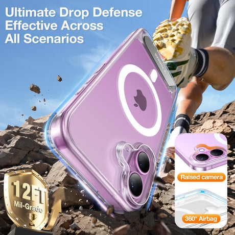 Torras iPhone 16 Hybrid Bakdeksel m. Stativfunksjon - MagSafe-kompatibel - Gjennomsiktig