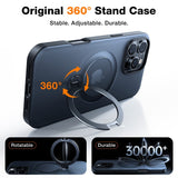 iPhone 16 Pro Torras fleksibelt plastdeksel med justerbart ringstativ - svart