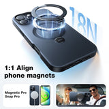 iPhone 16 Pro Torras fleksibelt plastdeksel med justerbart ringstativ - svart