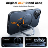 MagSafe-kompatibel Torras iPhone 16-deksel med innebygd støtte - svart