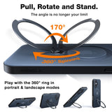 MagSafe-kompatibel Torras iPhone 16-deksel med innebygd støtte - svart