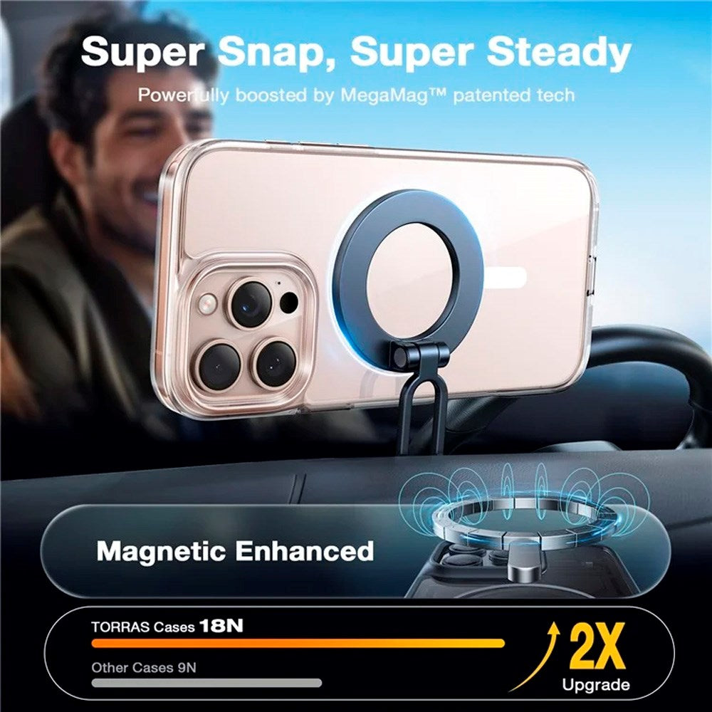 Torras iPhone 16 Pro Max fleksibelt plastdeksel - MagSafe-kompatibelt - Gjennomsiktig