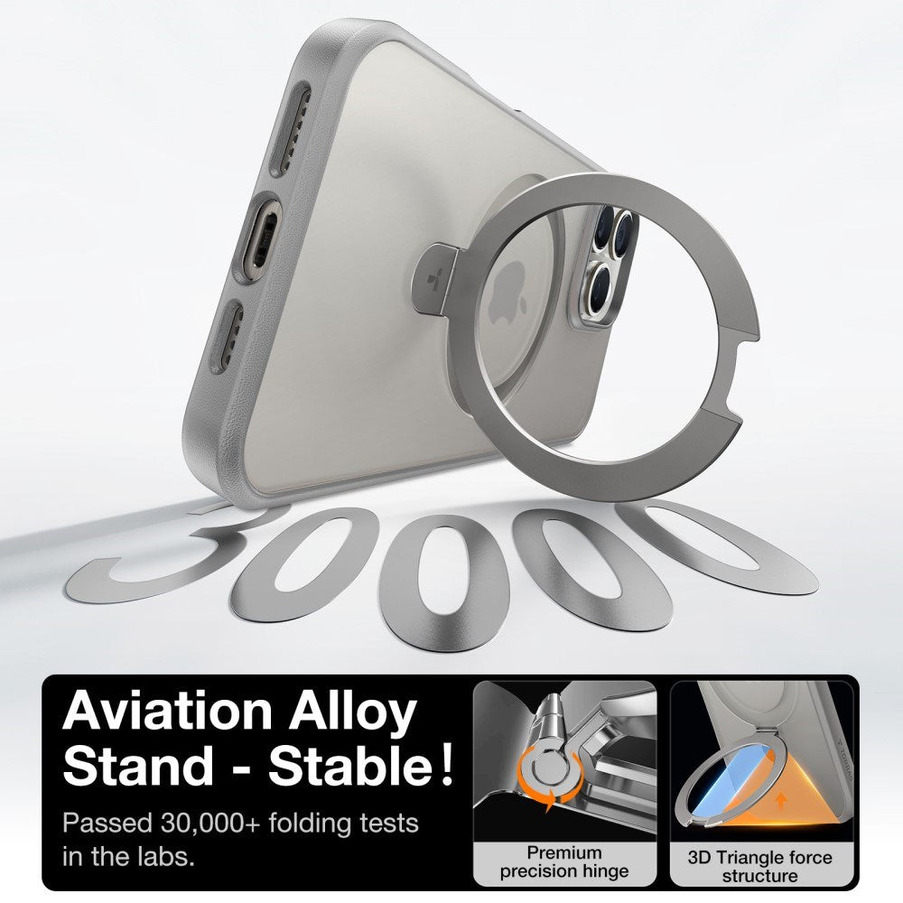 TORRAS Guardian Ostand Series iPhone 16 Pro-deksel med MagSafe og Kickstand - Grå