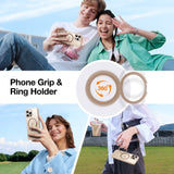 iPhone 16 Pro Max Torras fleksibelt plastdeksel med justerbart ringstativ - MagSafe-kompatibel - Gull / Gjennomsiktig