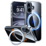 Torras iPhone 16 fleksibelt plastdeksel med justerbart ringstativ - Gjennomsiktig