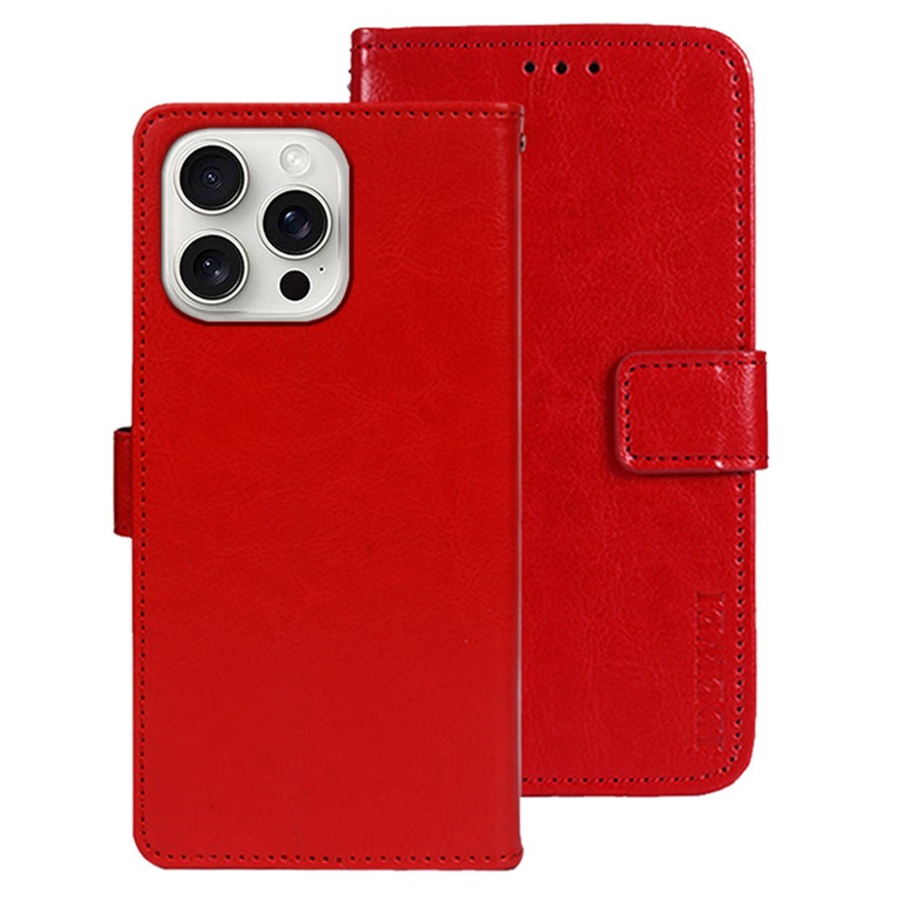 EIDERWOOD iPhone 16 Pro Max Kunstlæder Flip Case m. Indbygget Pung & Ståfunktion - Rød
