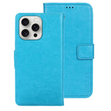 EIDERWOOD iPhone 16 Pro Kunstlæder Flip Case m. Indbygget Pung & Ståfunktion - Blå