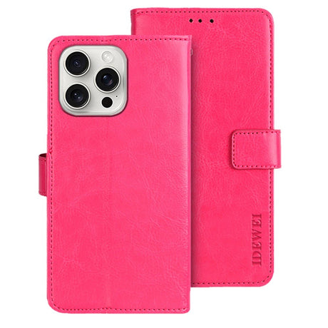EIDERWOOD iPhone 16 Pro Kunstlæder Flip Case m. Indbygget Pung & Ståfunktion - Lyserød