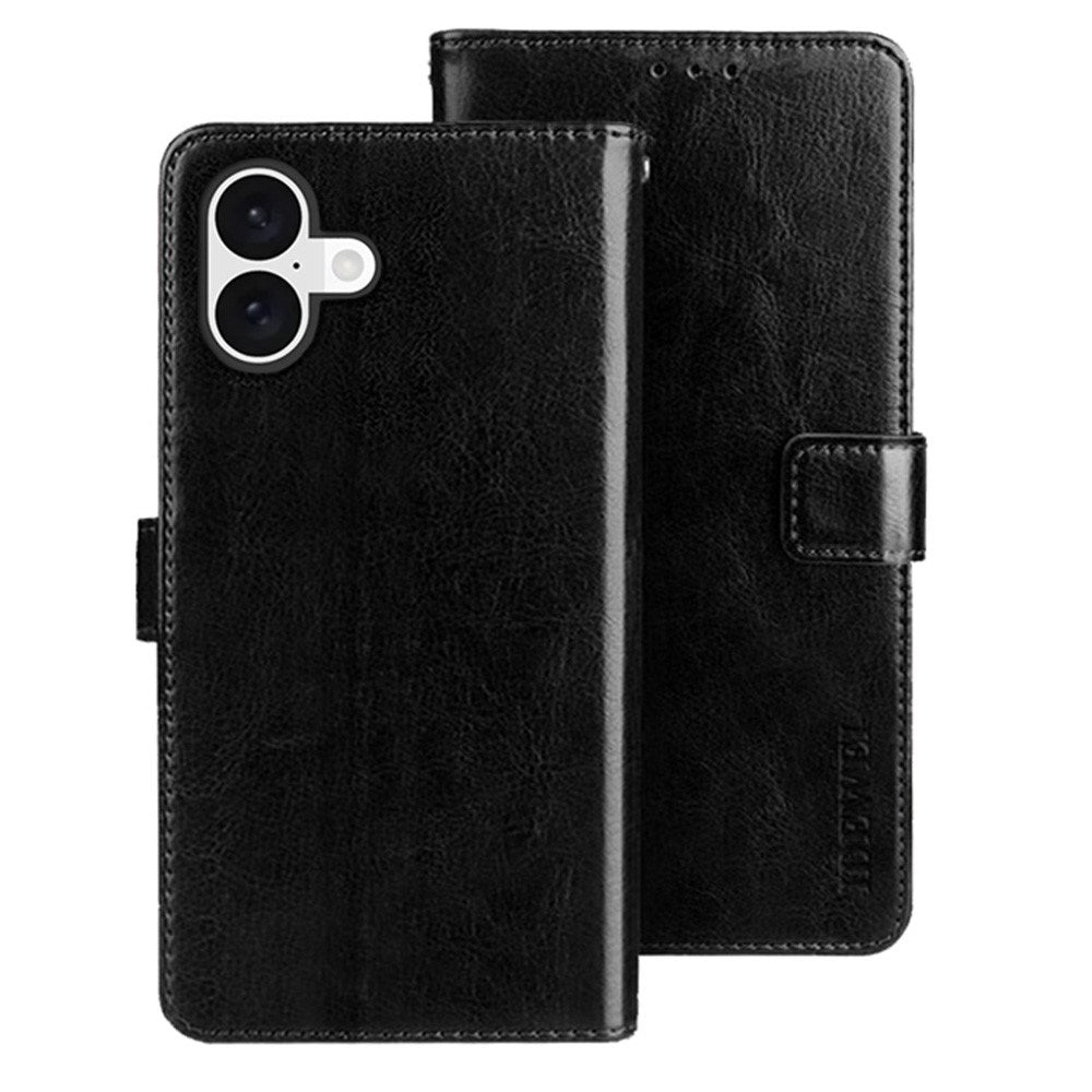 EIDERWOOD iPhone 16 Kunstlæder Flip Case m. Indbygget Pung & Ståfunktion - Sort