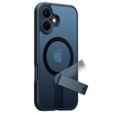 iPhone 16 - TORRAS fleksibelt plastdeksel m. Roterende støtteben - MagSafe-kompatibel - Svart