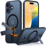 iPhone 16 - TORRAS fleksibelt plastdeksel m. Roterende støtteben - MagSafe-kompatibel - Svart