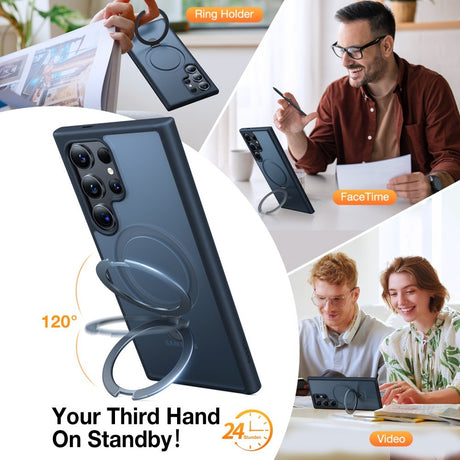 TORRAS Guardian Ostand Series Samsung Galaxy S24 Ultra Cover med Kickstand - MagSafe-kompatibel - Svart