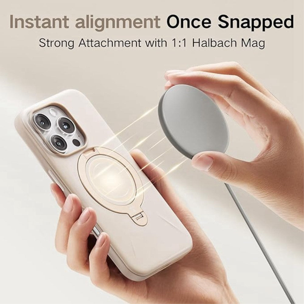 iPhone 16 Pro - TORRAS fleksibelt plastdeksel m. Ring Stativ - Hvit